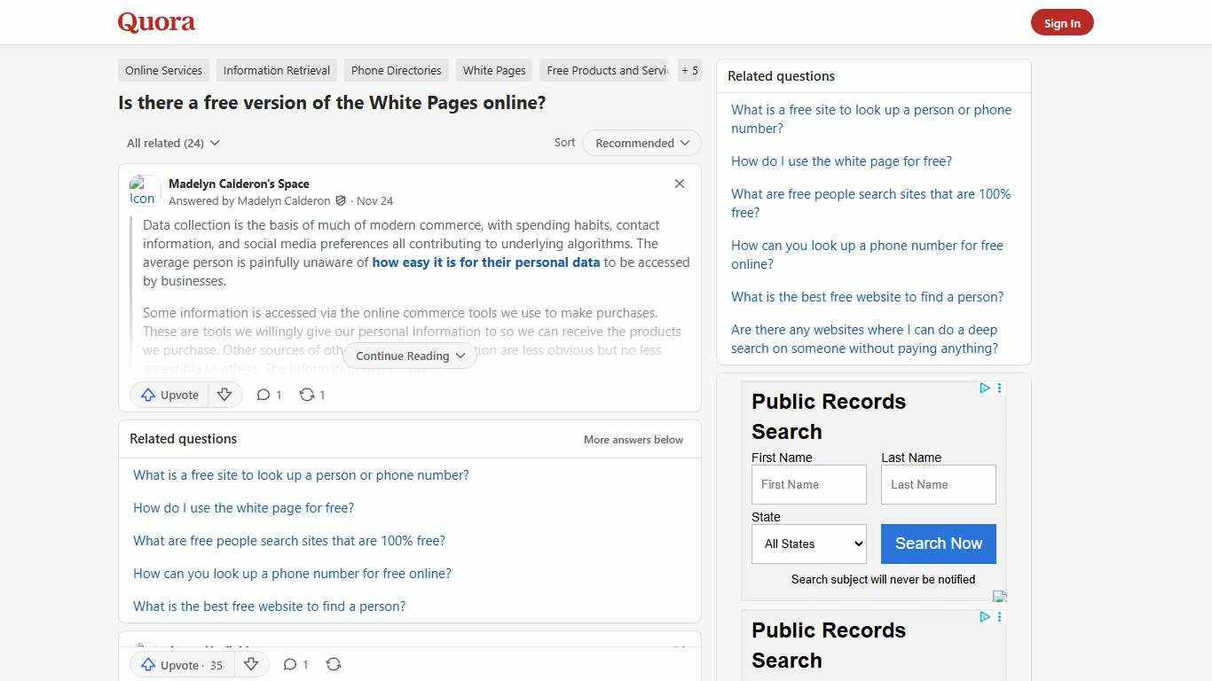 Is there a free version of the White Pages online? - Quora